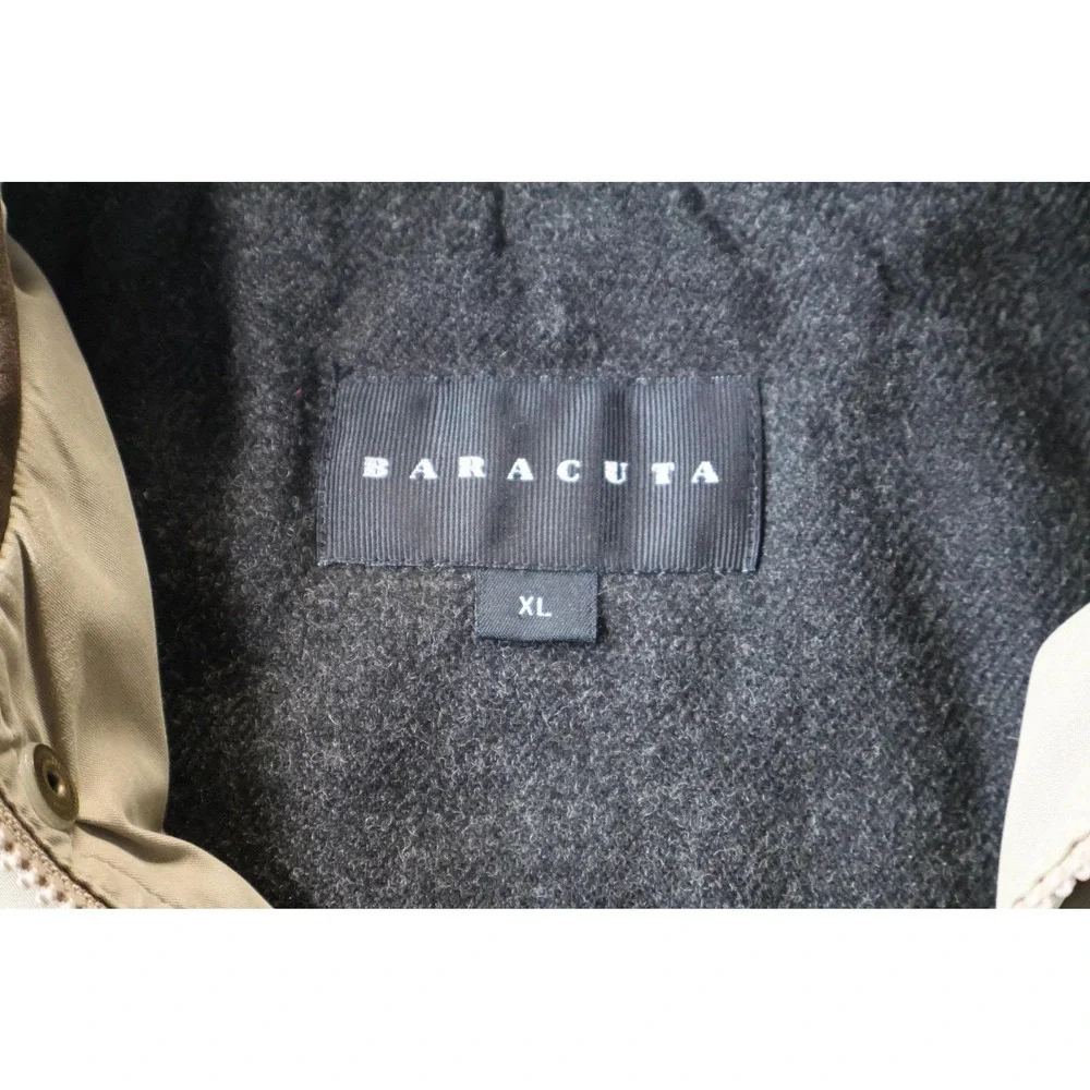 Baracuta Jacket Mens XL Khaki Brown Collar Insulated Zip Front Wool‎ Lined